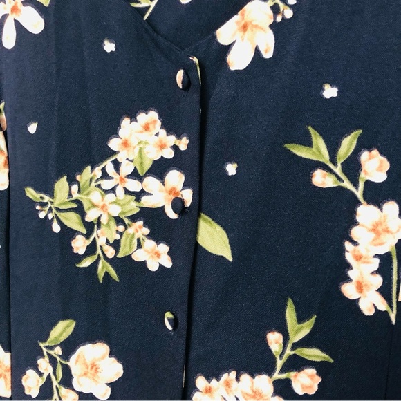 Jessica Howard Size 16 Maxi Dress Navy Blue Summer Floral Button Front - Picture 13 of 13